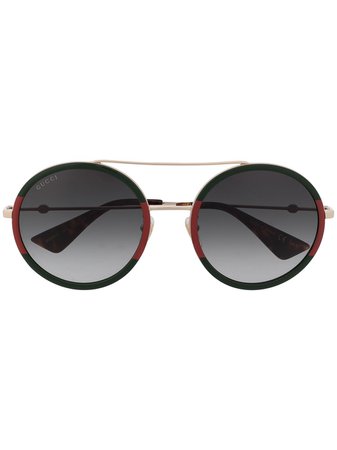Gucci Eyewear double-bridge round-frame sunglasses - FARFETCH