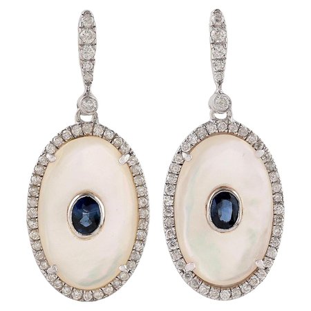 Blue Sapphire Diamond Earrings For Sale at 1stDibs | sterling silver diamond earrings, blue diamond earrings