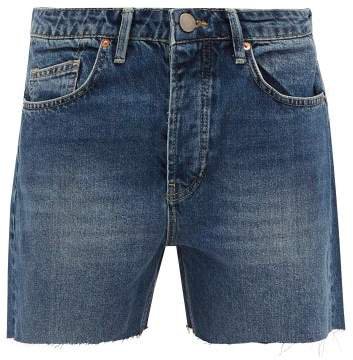 Dad Cut Off Denim Shorts - Womens - Dark Blue