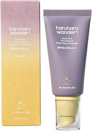 Αντηλιακό προσώπου με μεταλλικά στοιχεία - Haruharu Wonder Black Rice Pure Mineral Relief Daily Sunscreen SPF50+/PA++++ | Makeup.gr