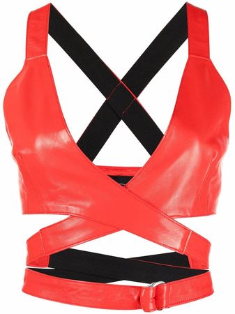 Shop Manokhi Megan wrap leather top with Express Delivery - FARFETCH