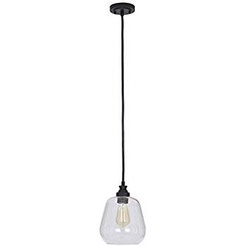 Stone & Beam Glass Shade Pendant Light Chandelier with LED Light Bulb - 8.5 x 8.5 x 11 Inches, 84.75 Inch Cord, Bronze - - Amazon.com