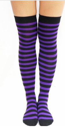 purple striped thigh highs