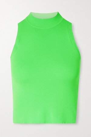 Cropped Neon Stretch Tank - Green