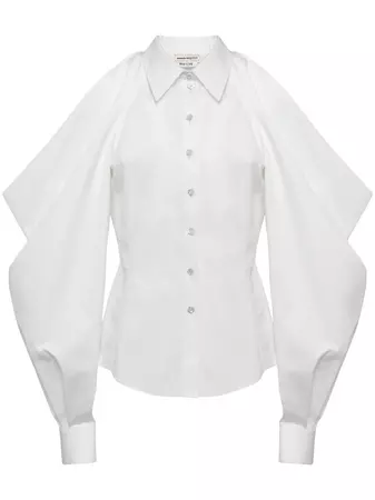Alexander McQueen Slashed Drape Sleeve Shirt - Farfetch
