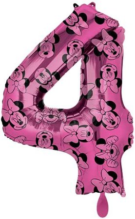 Amazon.com: Minnie Mouse 4th #4 Fourth Birthday Forever Pink and Black 34" Mylar Balloon : Toys & Games