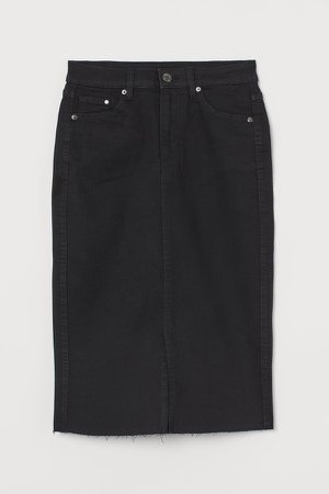 Denim Pencil Skirt - Black