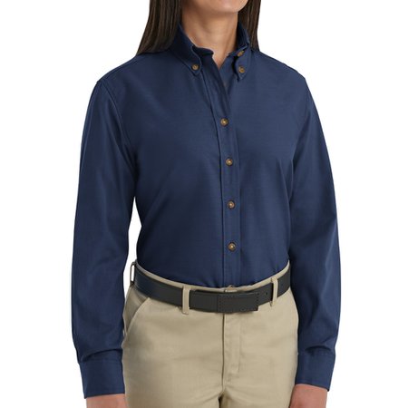 women's dark blue button down dress shirt