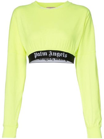 Palm Angels logo band long-sleeved cropped cotton T-shirt $264 - Buy SS19 Online - Fast Global Delivery, Price