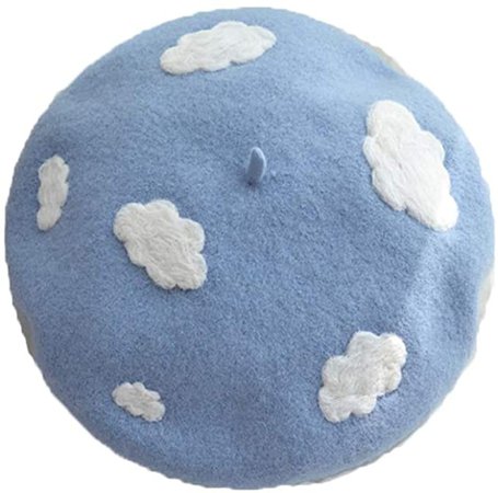 Packitcute Wool Beret for Teen Girls Handmade Lightweight Cute Cloud Sweet Lolita Hats Blue at Amazon Women’s Clothing store