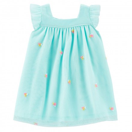 Carters - Floral Tulle Holiday Dress - Blue - Dresses - Baby Clothes (0-2) - Clothes