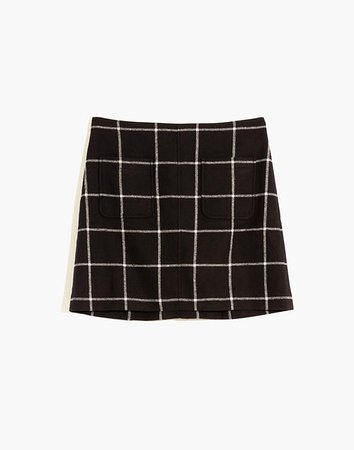 Museum Patch-Pocket Mini Skirt in Windowpane black