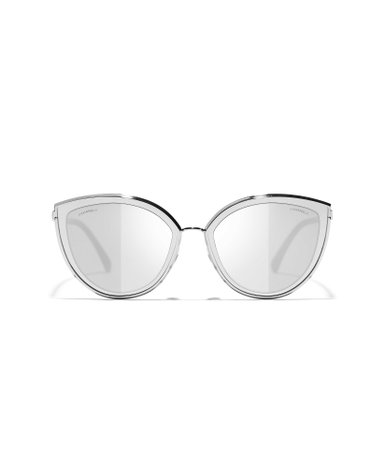 Cat Eye Sunglasses, metal, silver - CHANEL