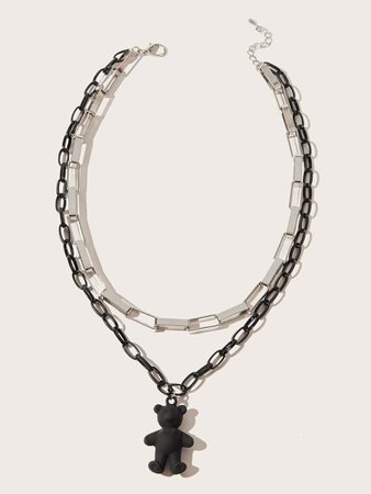 Bear Layered Chain Necklace | ROMWE USA