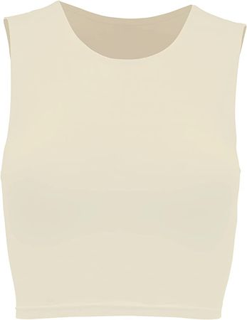 Almere High Neck Contour Tank Top for Women, Sleeveless High-Neck Cropped Tank Top, Double Lined Seamless Fabric at Amazon Women’s Clothing store