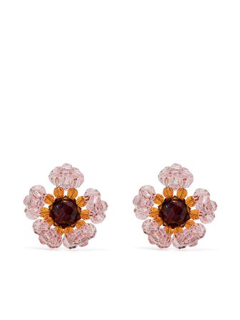 Shop Simone Rocha flower crystal earrings with Express Delivery - FARFETCH
