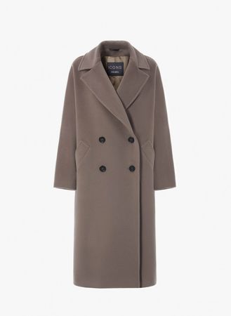 Double breasted taupe wool maxi coat | Cinzia Rocca