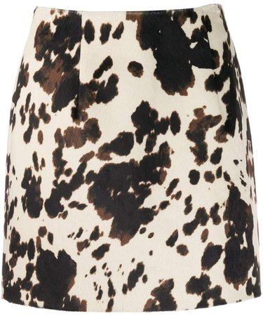 Alexa Chung cow print fitted skirt