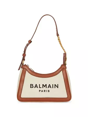 Shop Balmain B-Army Leather-Trimmed Canvas Shoulder Bag | Saks Fifth Avenue