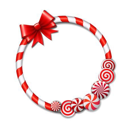 Frame Made Of Candy Cane, With Red And White Candies And Red.. Royalty Free Cliparts, Vectors, And Stock Illustration. Image 47966634.