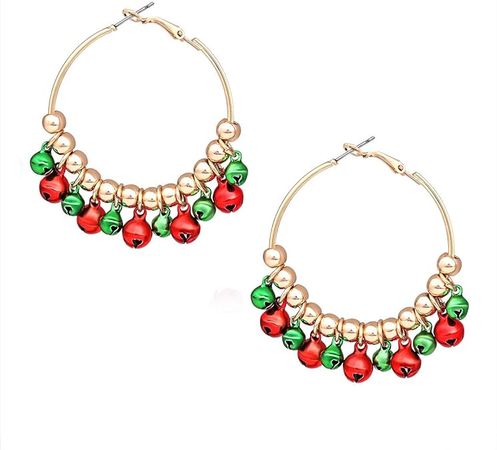 Amazon.com: Christmas Earrings X-Mas Bell Hoop Earrings for Women Holiday Party Dangle Earring Festive Gift for Girls (A Small Bell Hoop): Clothing, Shoes & Jewelry