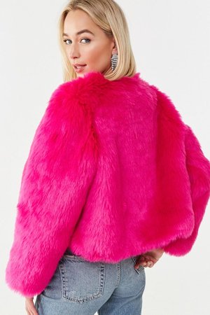 hot pink fur coat