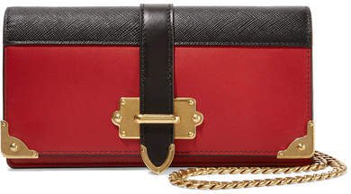 Cahier Two-tone Leather Shoulder Bag - Red