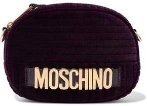 Embellished Leather-trimmed Quilted Velvet Belt Bag