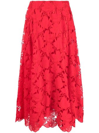 Valentino floral-lace Midi Skirt - Farfetch