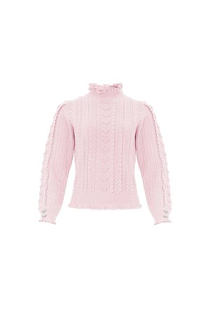 Mixed Stitch Crochet Trim Short Jumper – Pink | Needle & Thread