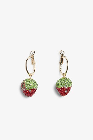Statement strawberry earrings - Sparkly strawberries - Earrings - Monki WW