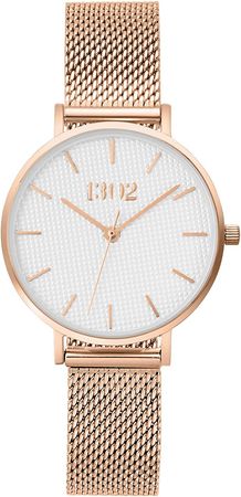 Amazon.com: 1302 32MM Rose Gold Watches for Women, Women's Watches, Watches for Women, Reloj de Mujer, Women's Wrist Watch, White Textured Dial, Ladies Interchangeable Strap (ROS Gold Mesh) : THIRTEEN.02: Clothing, Shoes & Jewelry