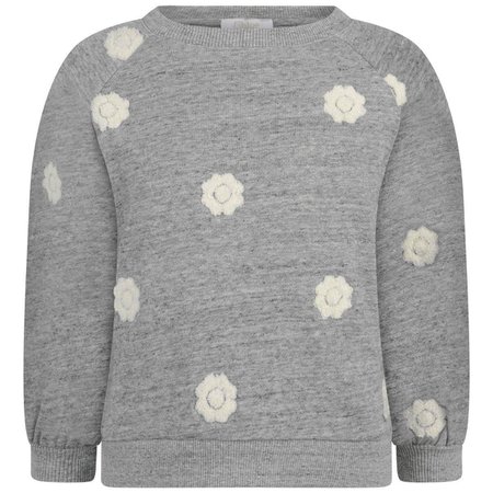 Chloe Girls Grey Sweater With Embroidered Flowers - Hoodies & Sweatshirts - Department - Girl