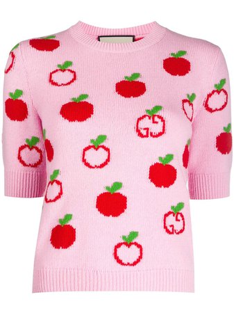 Pink Gucci Gg Apple Knitted Top For Women | Farfetch.com