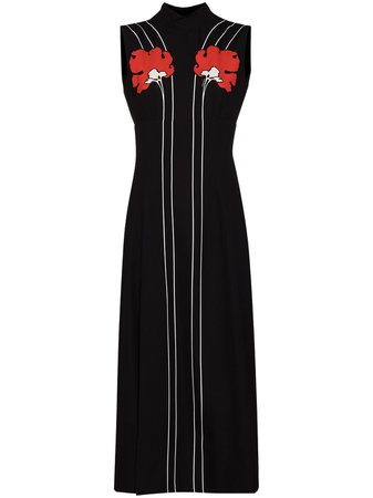 Black Prada peony-print sleeveless midi dress P3C67S2021X5D - Farfetch