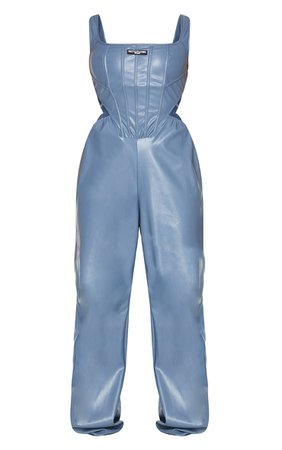 PRETTYLITTLETHING Petrol Blue PU Corset Jumpsuit - Casual Jumpsuits - Jumpsuits - Jumpsuits & Rompers - Women's Clothing | PrettyLittleThing USA