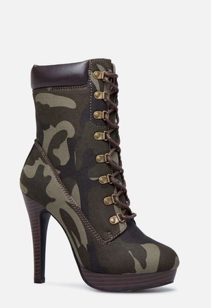 Daylene Stiletto Hiker Boot in Camo - Get great deals at JustFab