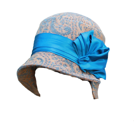 20'S Flapper Great Gatsby Cloche Hat In A Floral Tapestry Fabric