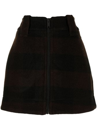 GANNI check-print zipped skirt brown F5394 - Farfetch