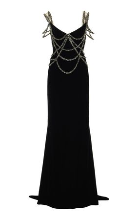 Crystal-Encrusted Velvet Gown By Marchesa | Moda Operandi