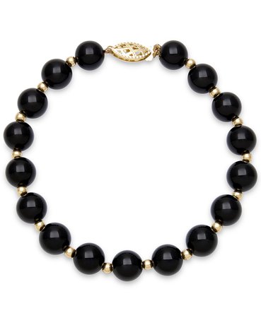 Macy's 10k Gold Onyx Bead Bracelet