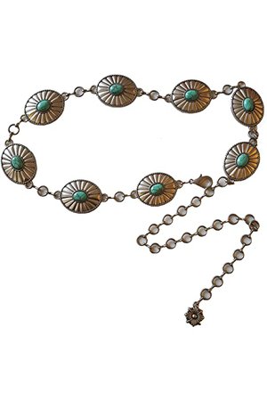 Western Turquoise Stone w.Oval Concho Chain Belt in Silver at Amazon Women’s Clothing store