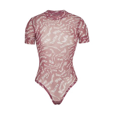 Summer Mesh T-Shirt Bodysuit - Raspberry Swirl | SKIMS