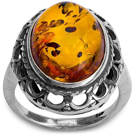 Sterling Silver Amber Victorian Oval Shaped Ring: Amber by Graciana: Amazon.ca: Jewelry