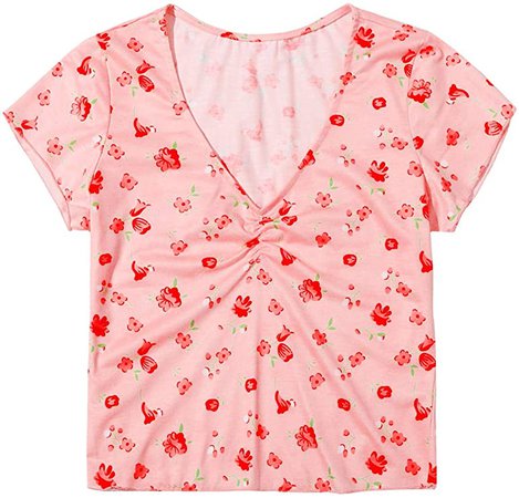SweatyRocks Women's Basic Crop Top Short Sleeve Round Neck Tee T-Shirt White-8 XL at Amazon Women’s Clothing store