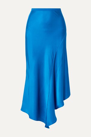 Azure Bailey asymmetric silk-charmeuse midi skirt | Anine Bing | NET-A-PORTER