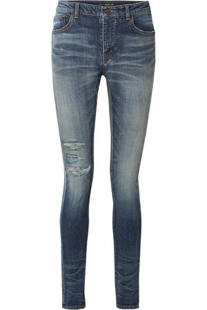 Saint Laurent | Distressed high-rise skinny jeans | NET-A-PORTER.COM
