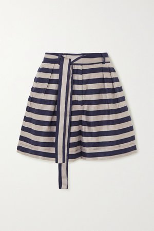 Black Nautique striped woven shorts | Rebecca Vallance | NET-A-PORTER