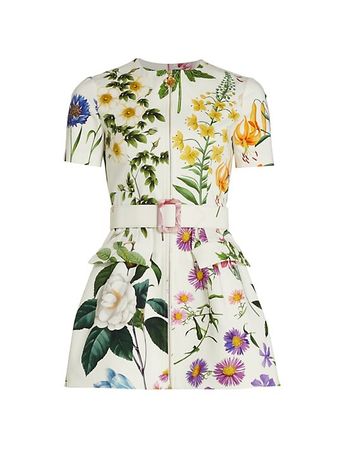 Shop Oscar de la Renta Floral Cotton Twill Zip-Up Dress | Saks Fifth Avenue