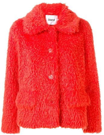 Stand faux fur jacket